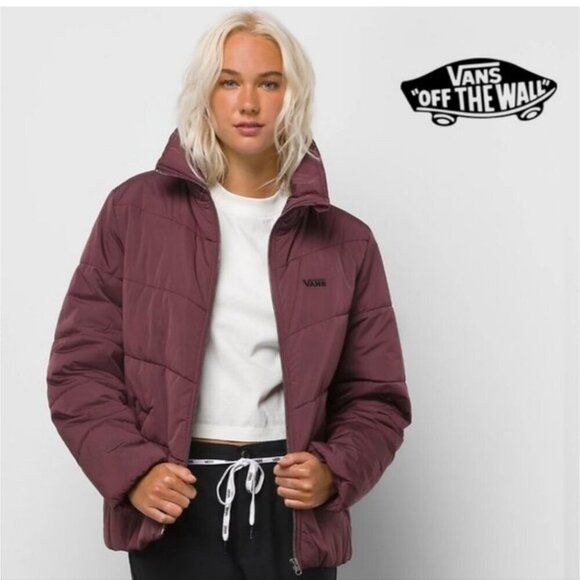 VANS | Foundry Puffer Mte Jacket Burgundy Red women Sz XS - Picture 1 of 4